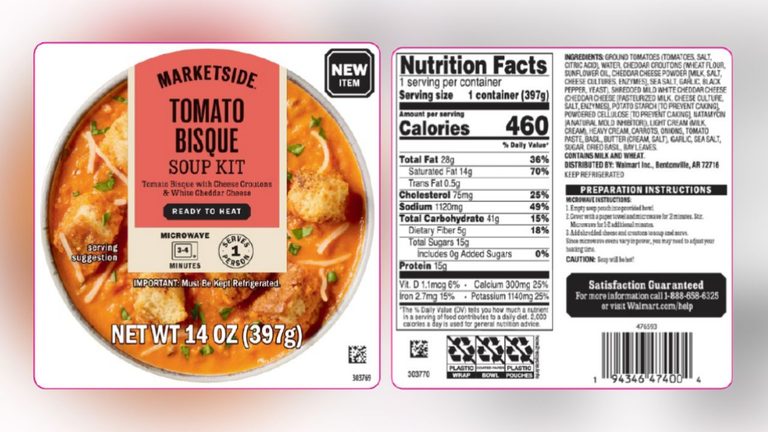 Walmart Recalls Marketside Tomato Bisque Soup Kit Over Listeria Risk