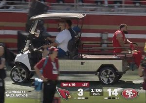 49Ers Tight End Mike Evans Carted Off After Mysterious Injury In Week 3 Loss