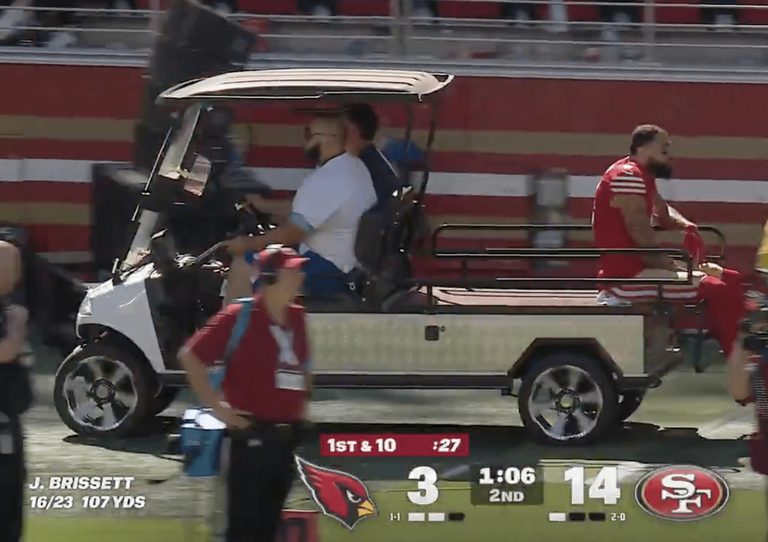 49Ers Tight End Mike Evans Carted Off After Mysterious Injury In Week 3 Loss