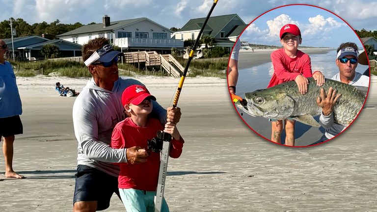 9 Year Old Catches Near Record 150 Lb Tarpon Off Pawleys Island S C