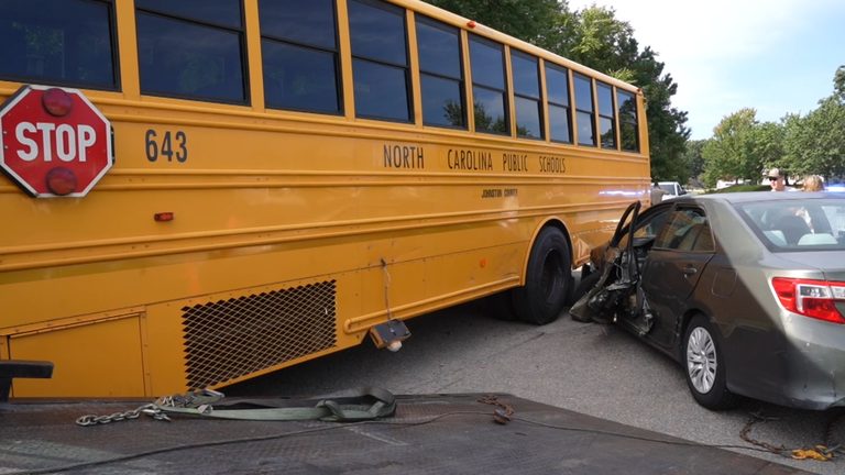 Car Collides With School Bus Carrying 23 Students In Johnston County