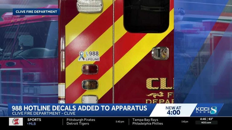 Clive Fire Department Puts 988 Crisis Line Decals On Response Trucks