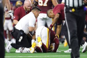 Commanders Quarterback Jayden Daniels Leaves First Half With Left Elbow Injury I