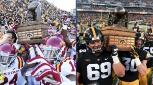 Cy Hawk Trophy Celebrations Iowa Iowa State Football Winners Since 2013