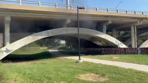 Des Moines Fire Crews Extinguish Tent Blaze Under University Avenue Underpass