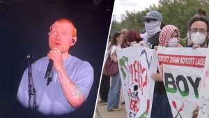 Ed Sheeran Performs Solo In Philadelphia Amid Free Speech Debate Over Gaza