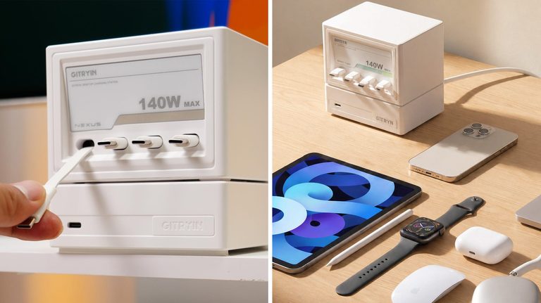 Gitryin Nexus Charging Station Offers Retractable Usb C Cables And 140W Power