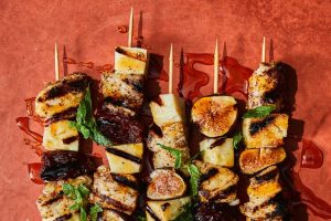 Greek Inspired Halibut And Halloumi Skewers Perfect For A Hearty Lunch