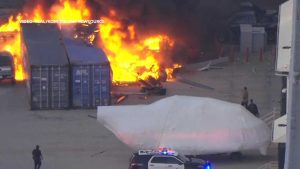 Helicopter Crashes Into Los Angeles Parking Lot One Person Killed