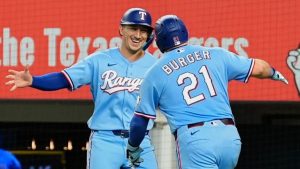 Jake Burger S Two Homers Lift Rangers To 8 6 Win Over Rays In Arlington
