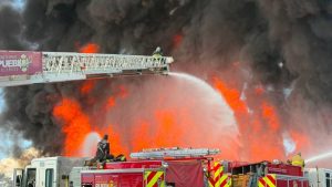 Large Fire Engulfs Railroad Ties In Midtown Pueblo Smoke Plume Visible