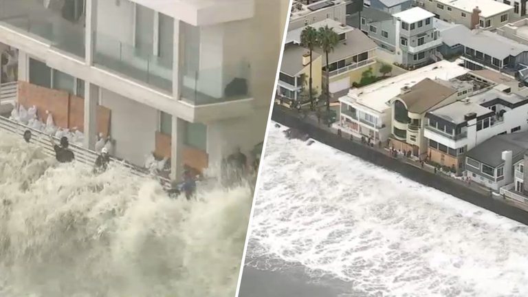 Long Beach Residents Brace For Coastal Flooding As High Surf From Tropical Storm