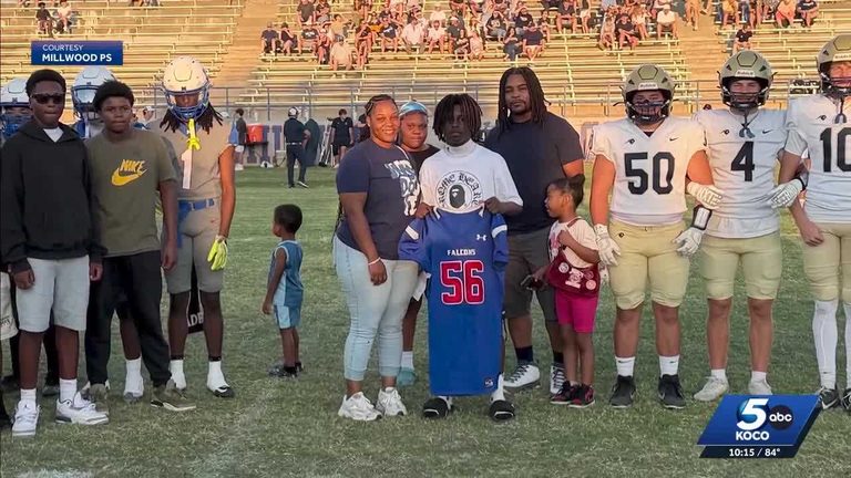 Millwood And Heritage Hall Football Teams Honor 11 Year Old Jaheir Booker With P