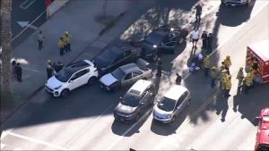 Multiple Vehicle Collision Blocks Ventura Boulevard In Sherman Oaks