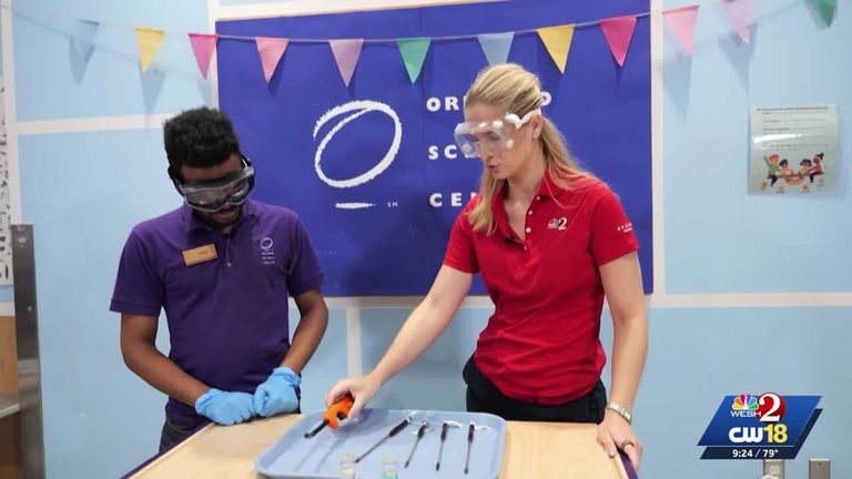 Orlando Science Center Demonstrates How To Change Fire Color Using Chemistry