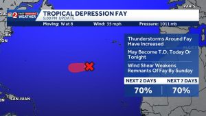 Remnants Of Tropical Storm Fay Regenerate As Tropical Depression In Atlantic