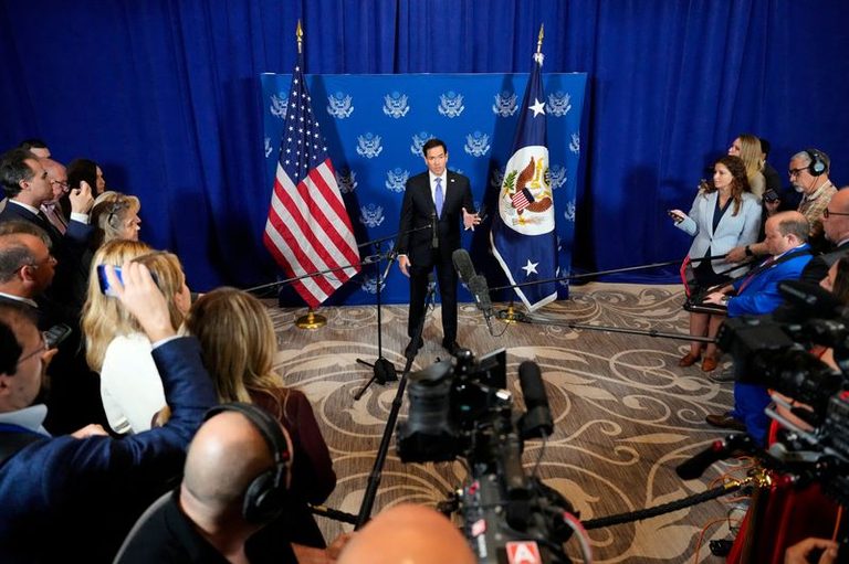 Saudi Foreign Minister Prince Faisal Meets Secretary Rubio In Washington To Disc