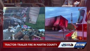 Tractor Trailer Fire Shuts Key Roads Near South Fork High School In Martin Count