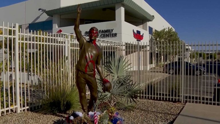 Turning Point Usa Statue Of Charlie Kirk Defaced With Red Paint In Phoenix