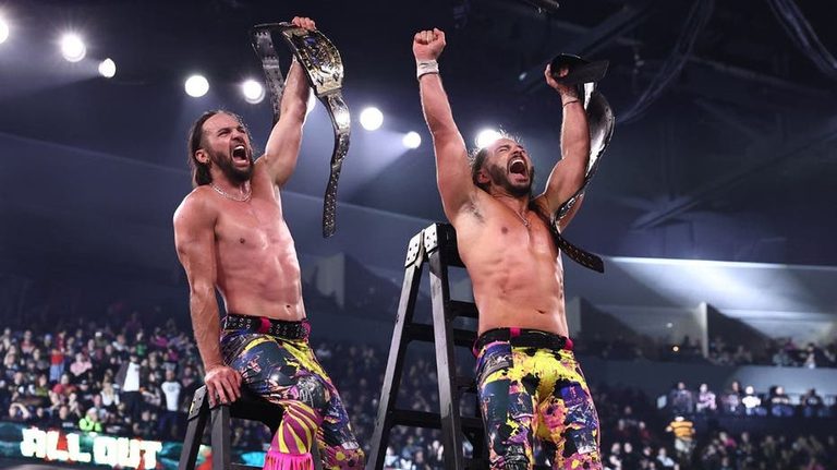 Young Bucks Capture Aew Tag Team Titles In Thrilling Three Way Ladder Match At A