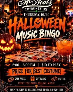 Booze Boos Bingo Night At Mcneal S Plano
