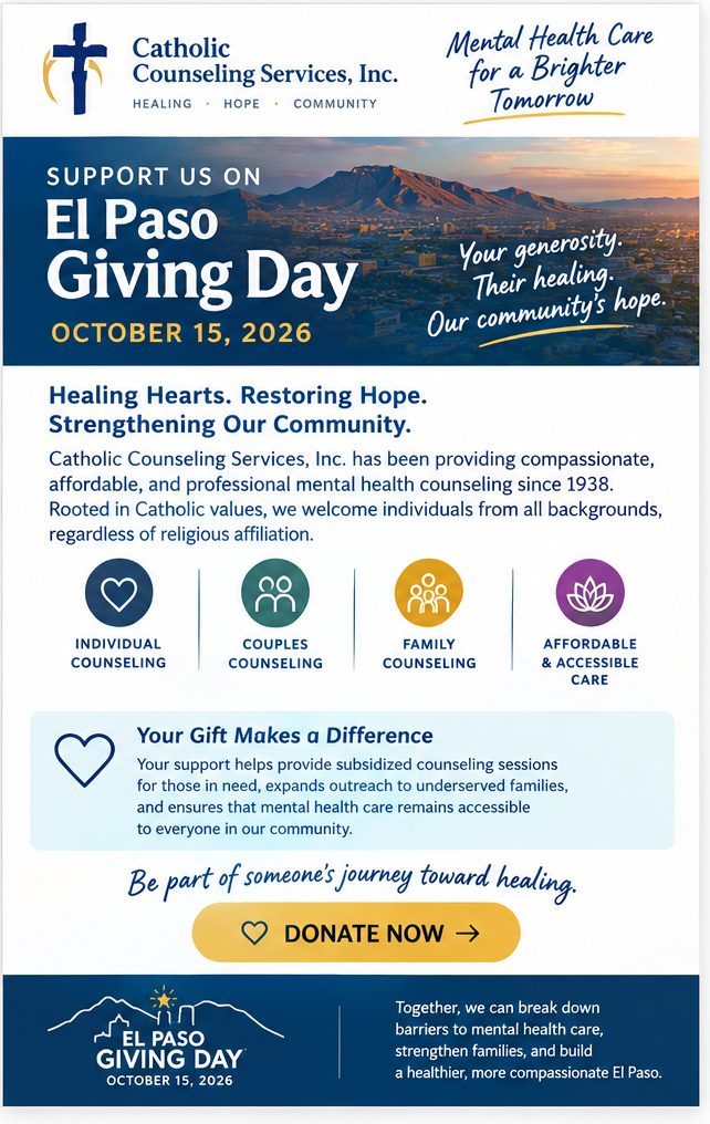 Catholic Counseling Services Urges El Paso Giving Day Donations For Affordable M