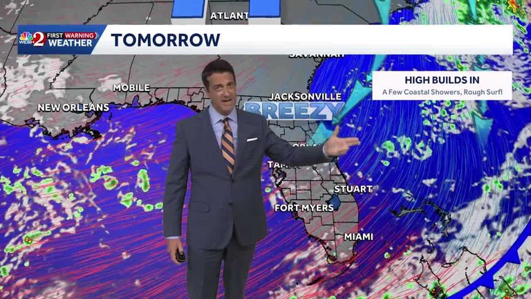 Central Florida Forecast Breezy Start To The Work Week With Scattered Showers