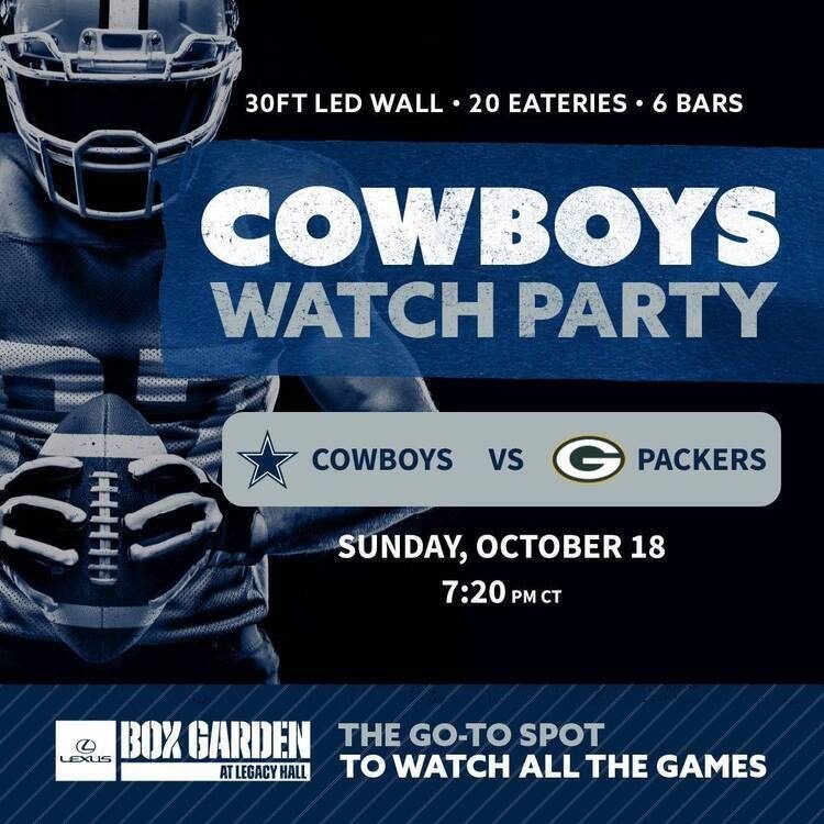 Dallas Cowboys Watch Party Cowboys Vs Packers At Legacy Hall Plano
