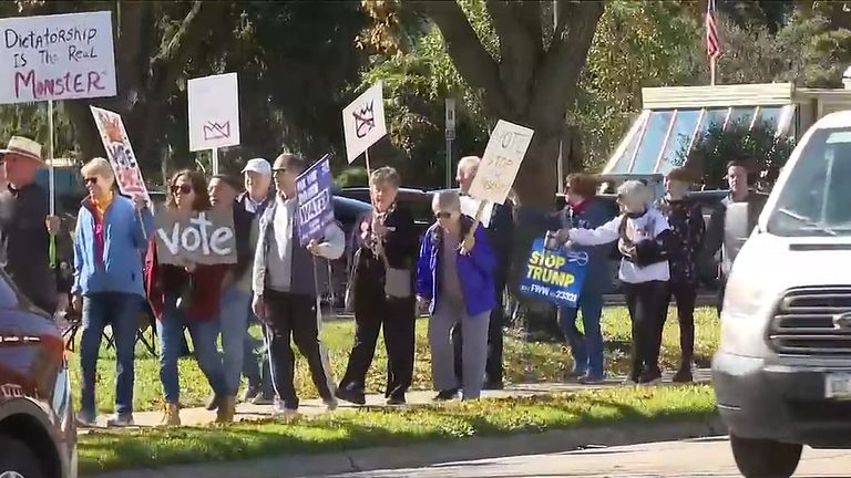 Davenport Residents Gather At Vander Veer Park For No Kings Early Voting Rally