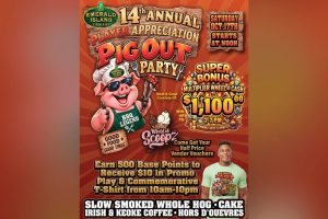 Emerald Island Casino Hosts Free Pig Out Party With Whole Hog And Prizes