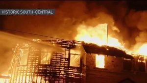 Fire Damages Abandoned Crouch Memorial Church On Paloma Street In South La