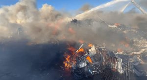 Fire Engulfs Metal Scrap Yard On Slover Avenue In Fontana