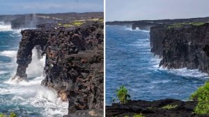 H Lei Sea Arch In Hawaii Volcanoes National Park Collapses After 500 Years