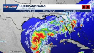 Hurricane Isaias Strengthens To Category 1 Warnings Issued For Gulf Coast