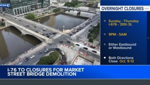 I 76 Schuylkill Expressway Lanes Close Nightly As Market Street Bridge Demolitio