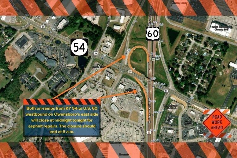 Ky 54 On Ramps To Westbound U S 60 Closed Overnight For Asphalt Repairs In Owens