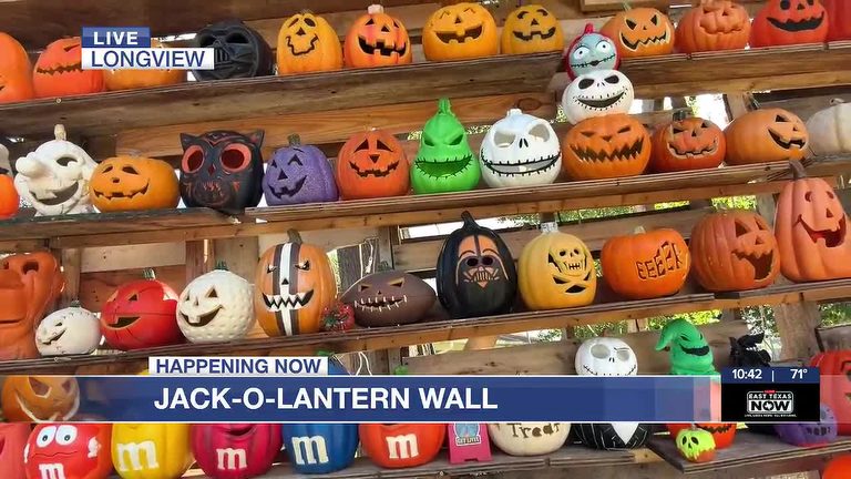 Longview Family Builds 15 Foot Illuminated Pumpkin Wall For Halloween Tradition