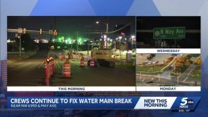 May Avenue Southbound Lanes Remain Closed For Second Day After Water Main Break
