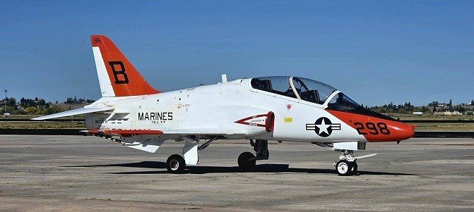 Navy T 45 Goshawk Trainer Jet Touches Down At Cheyenne Airport