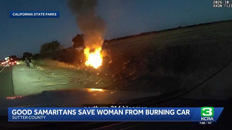 Off Duty State Park Officers Rescue Woman From Burning Car On Highway 70 In Sutt