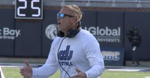 Old Dominion Coach Ricky Rahne Slides Into Mud After 10 3 Win Over Appalachian S