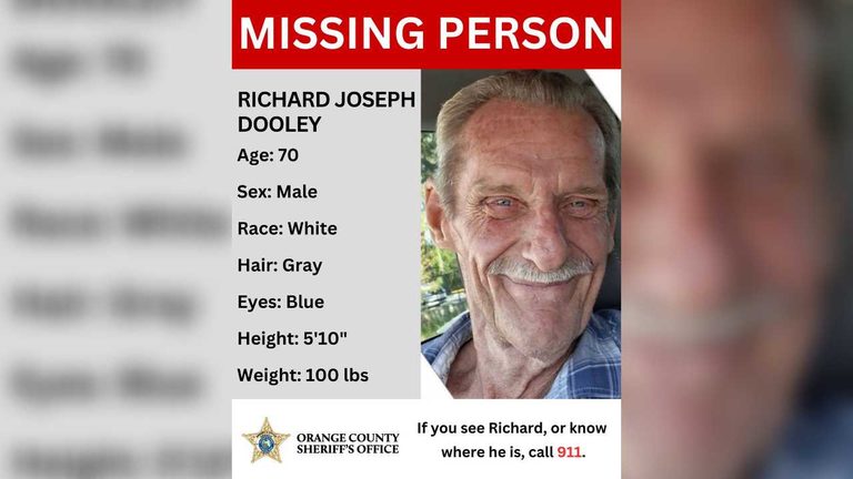 Orange County Deputies Seek Missing 70 Year Old Resident Richard Dooley