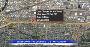 Overnight Lane Closure On Eastbound I 90 Near Thor And Freya Interchange Begins