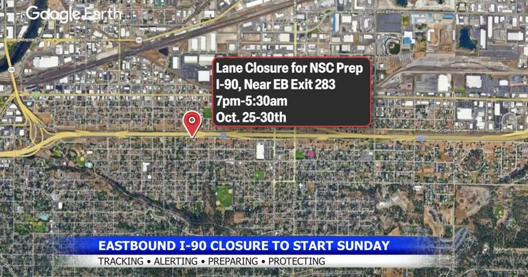 Overnight Lane Closure On Eastbound I 90 Near Thor And Freya Interchange Begins
