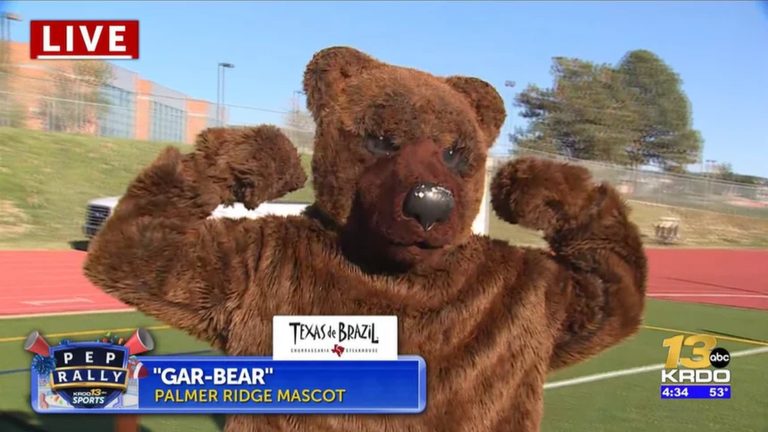 Palmer Ridge High School Mascot Gar Bear Takes On Krdo Sports Director In Pep Ra