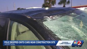 Pole Falls On Vehicles During Roundabout Construction In Lake County