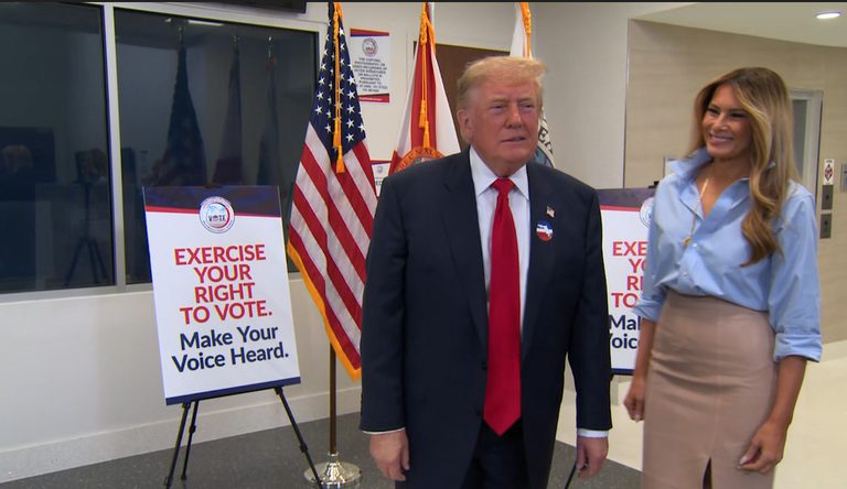 President Trump And Melania Vote Early At Palm Beach County Elections Office