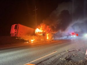 Semi Trailer Fire Forces Closure Of Both Southbound Lanes On Highway 101 In Sant