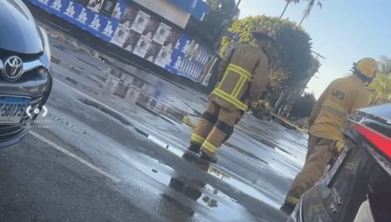 Sinkhole Opens On Sunset Boulevard Near Highland Avenue In Hollywood