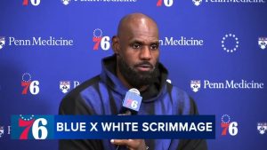 Sixers Blue White Scrimmage Draws Record Crowd As Lebron James Debuts In Philly